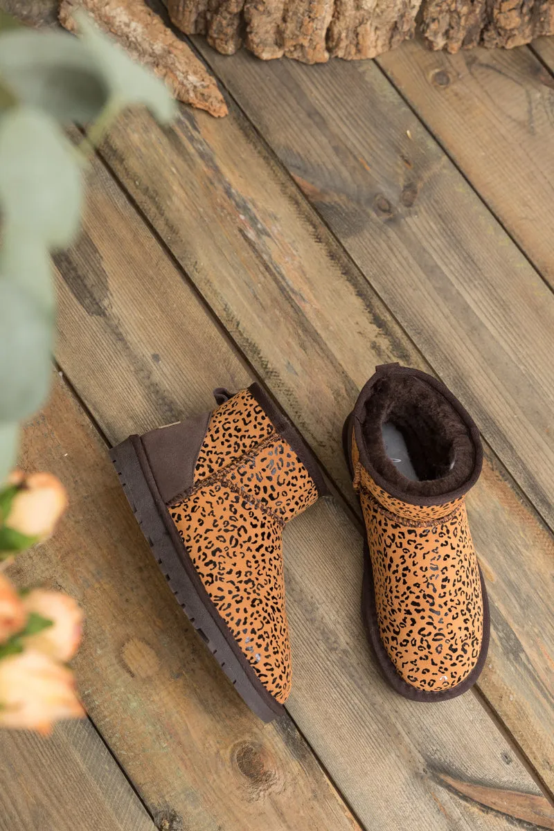 Faux Fur-Lined Leather Suede Low Boots