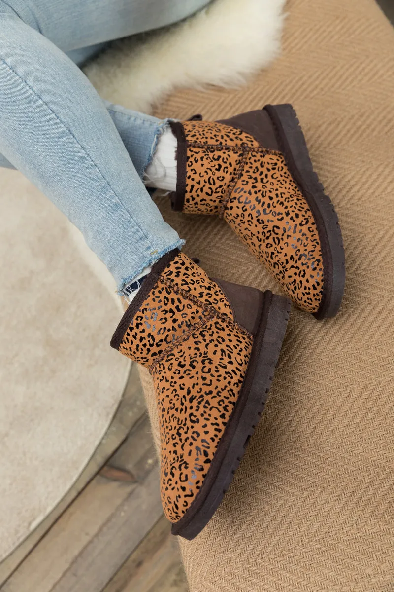 Faux Fur-Lined Leather Suede Low Boots