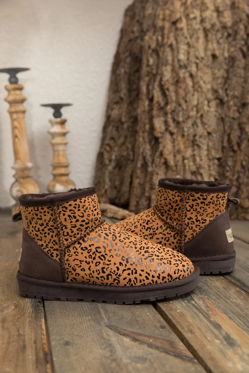 Faux Fur-Lined Leather Suede Low Boots