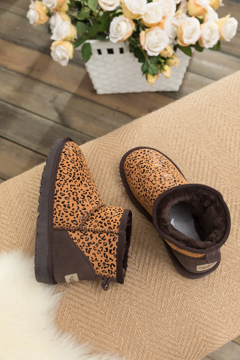 Faux Fur-Lined Leather Suede Low Boots