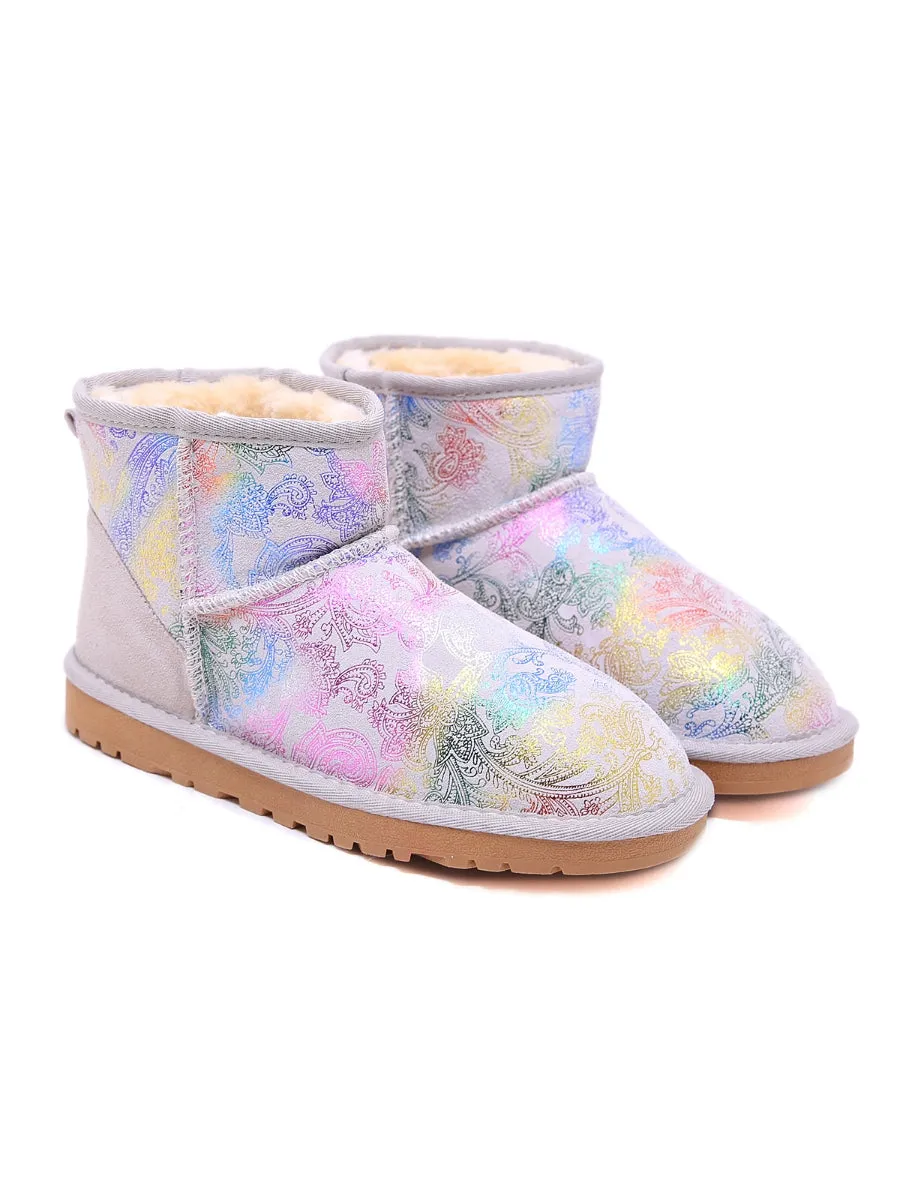 Faux Fur-Lined Leather Suede Low Boots
