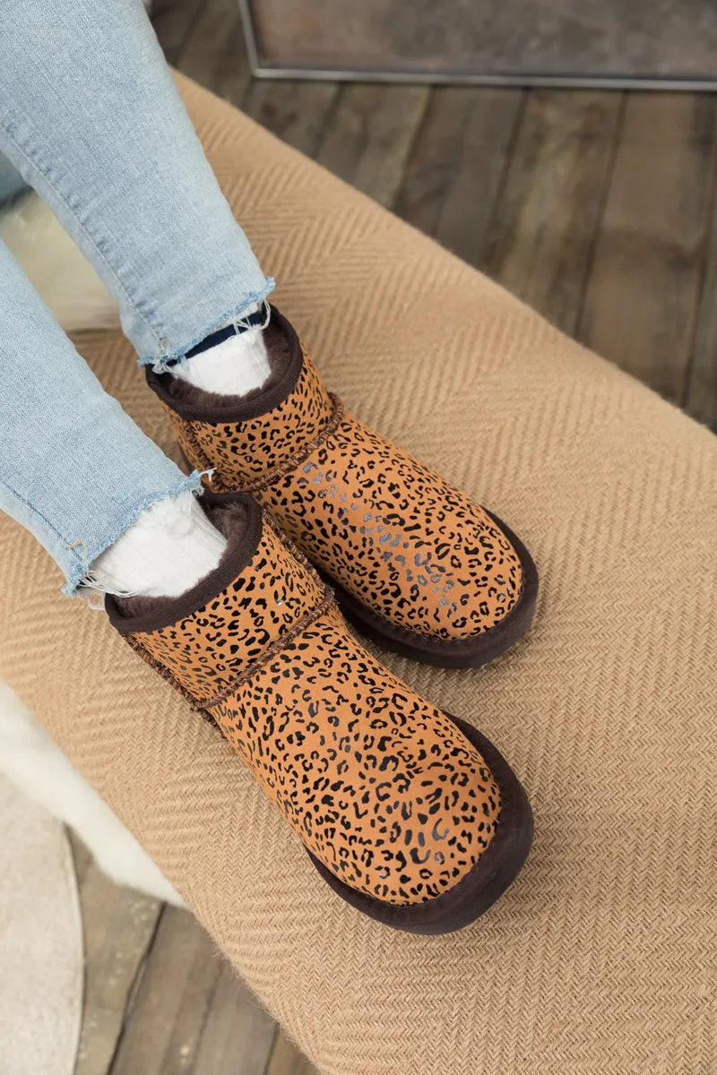 Faux Fur-Lined Leather Suede Low Boots
