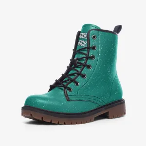 Festival Green Abstract Vegan Leather Unisex Boots
