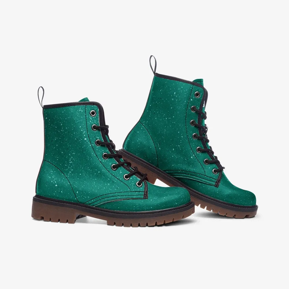 Festival Green Abstract Vegan Leather Unisex Boots