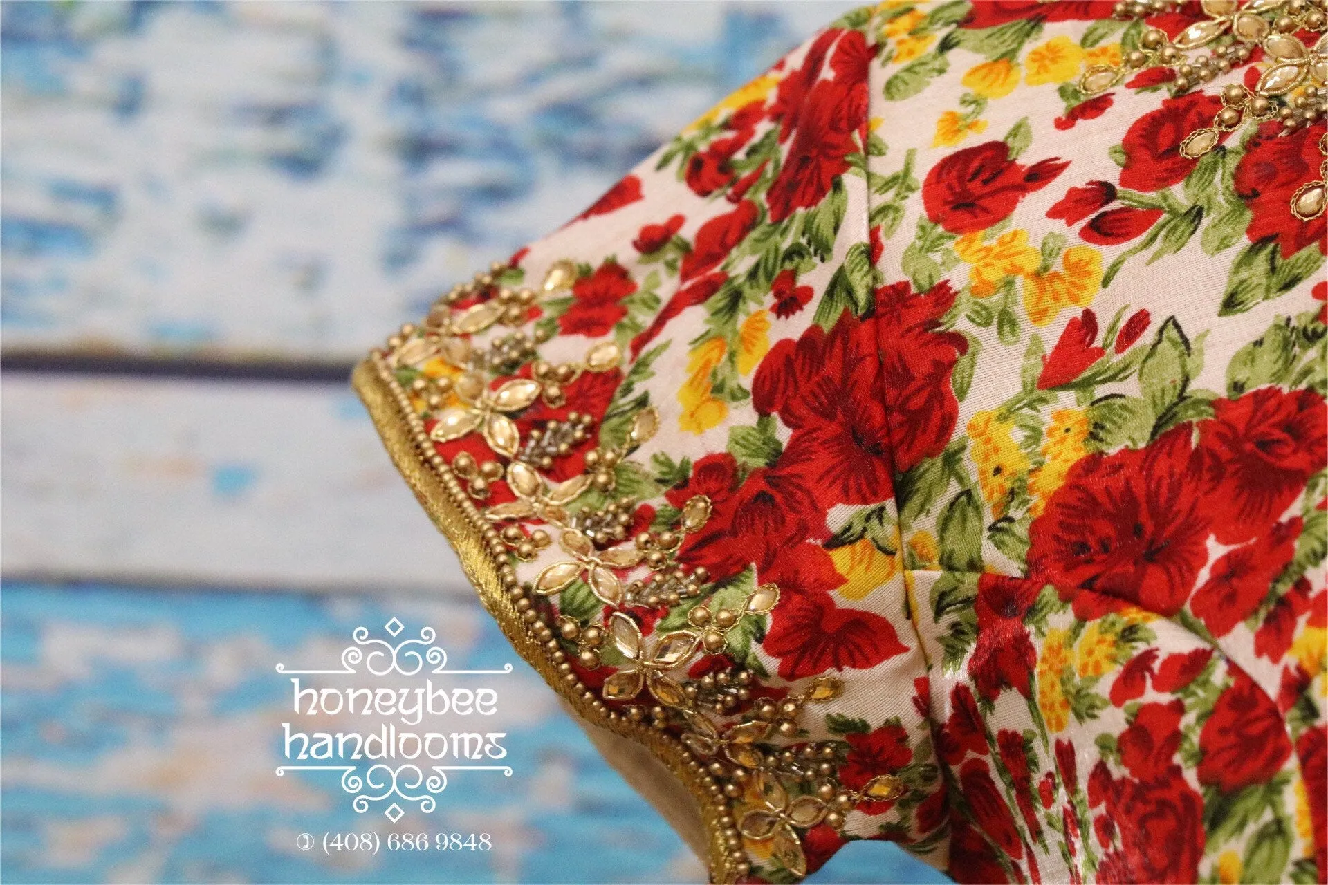 Floral Blouse| Saree Blouse |hand Work Blouse | stitched Blouse| Bollywood Blouse | cocktail Blouse | HoneyBee Handlooms