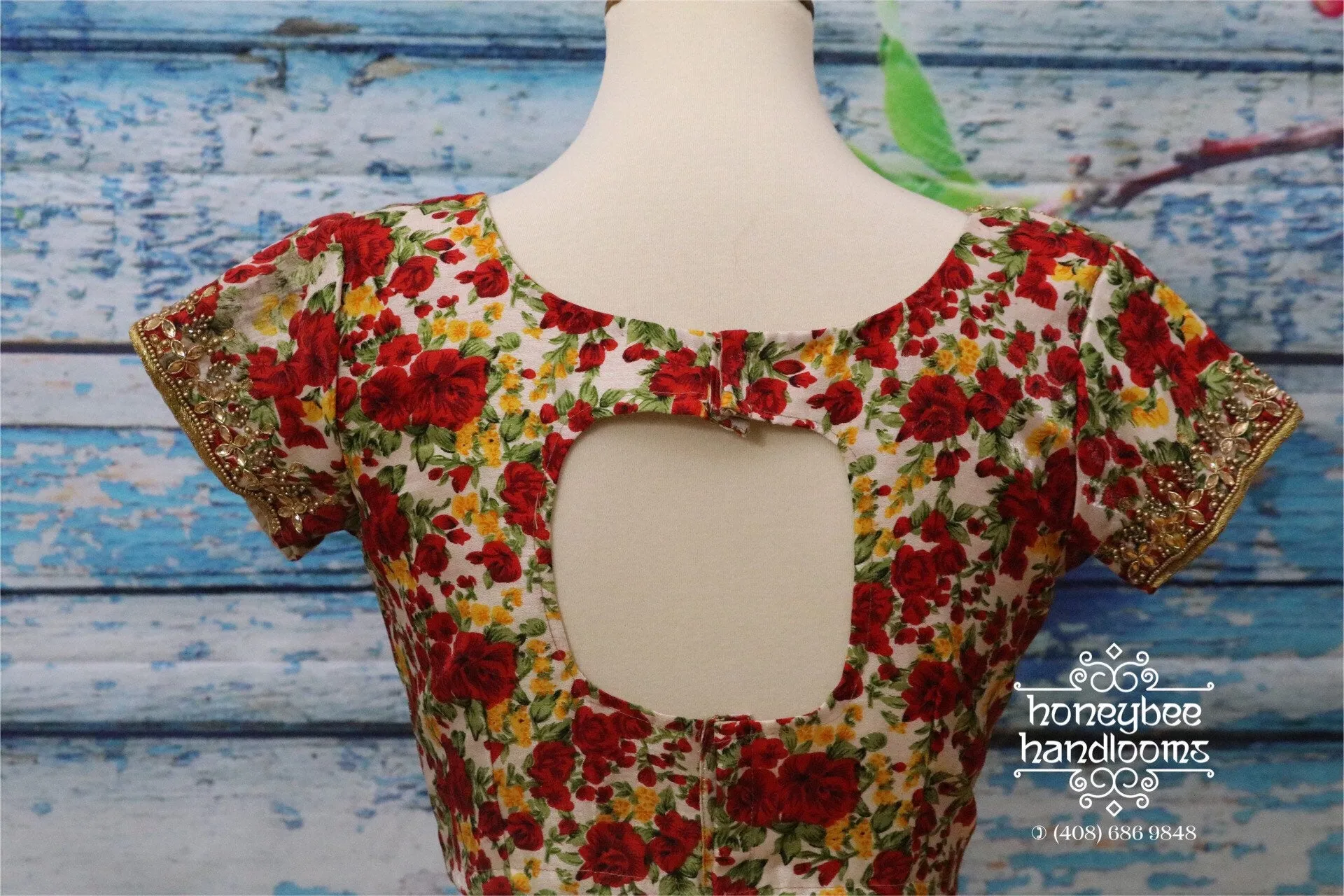 Floral Blouse| Saree Blouse |hand Work Blouse | stitched Blouse| Bollywood Blouse | cocktail Blouse | HoneyBee Handlooms