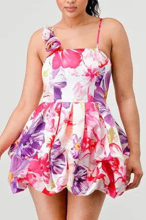 FLORAL BUBBLE MINI DRESS