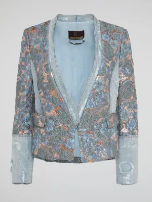Foliage Embroidered Denim Blazer