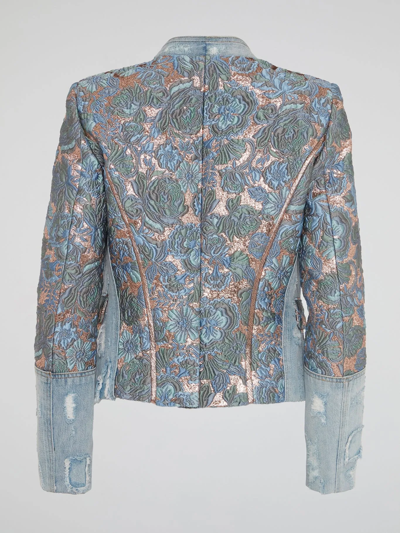 Foliage Embroidered Denim Blazer