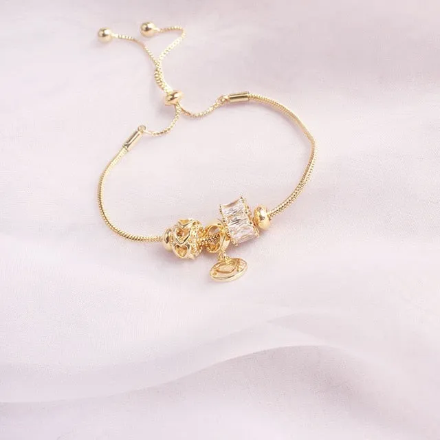 Freshwater Crystal Beads Charm Bracelet Bangles Women's Jewelry