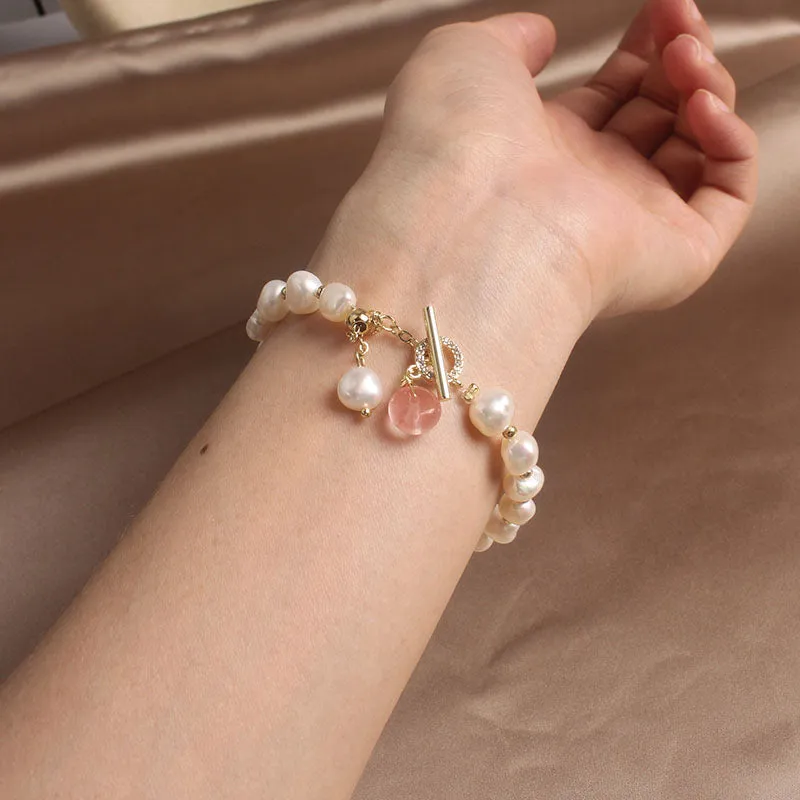 Freshwater Crystal Beads Charm Bracelet Bangles Women's Jewelry