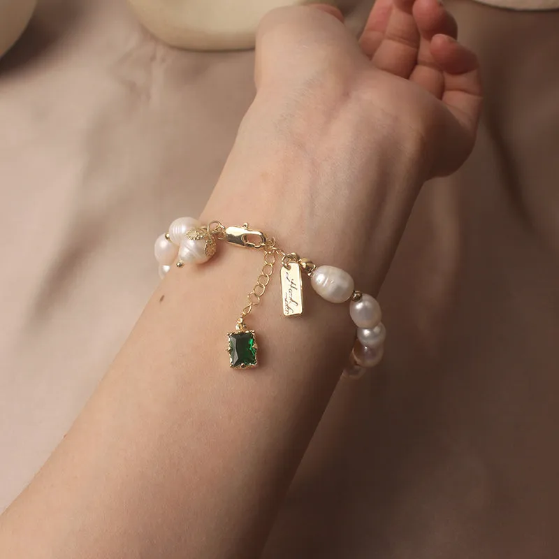 Freshwater Crystal Beads Charm Bracelet Bangles Women's Jewelry