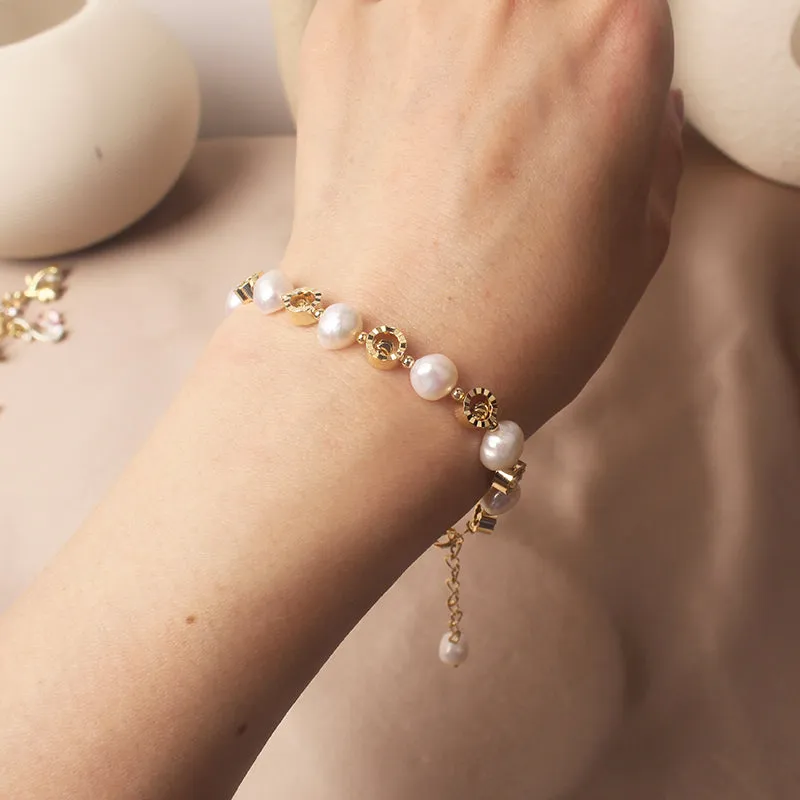 Freshwater Crystal Beads Charm Bracelet Bangles Women's Jewelry