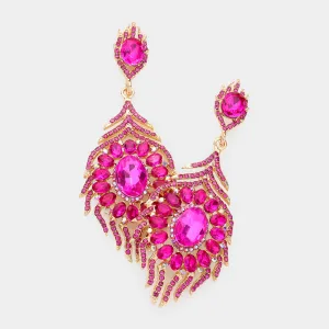 Fuchsia Crystal and Rhinestone Chandelier Earrings | Pageant Earrings | 283408