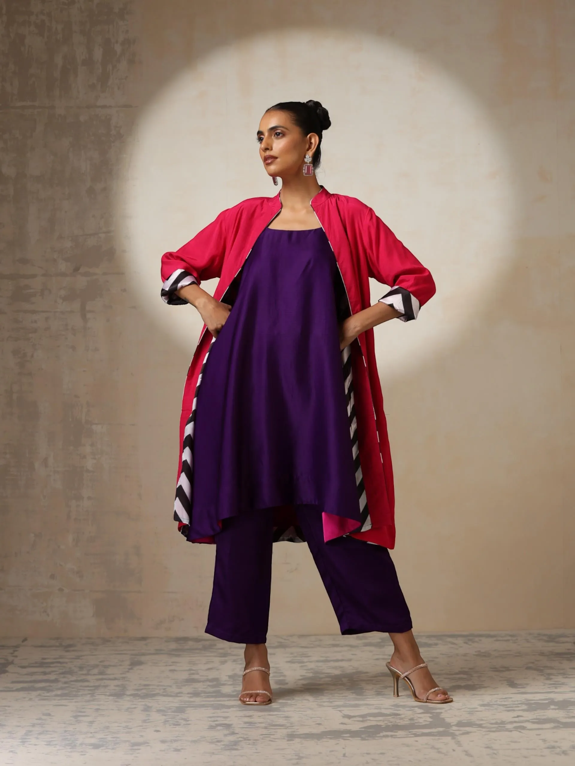 Fuchsia Jacket with Surprise Chevron Satin Lining
