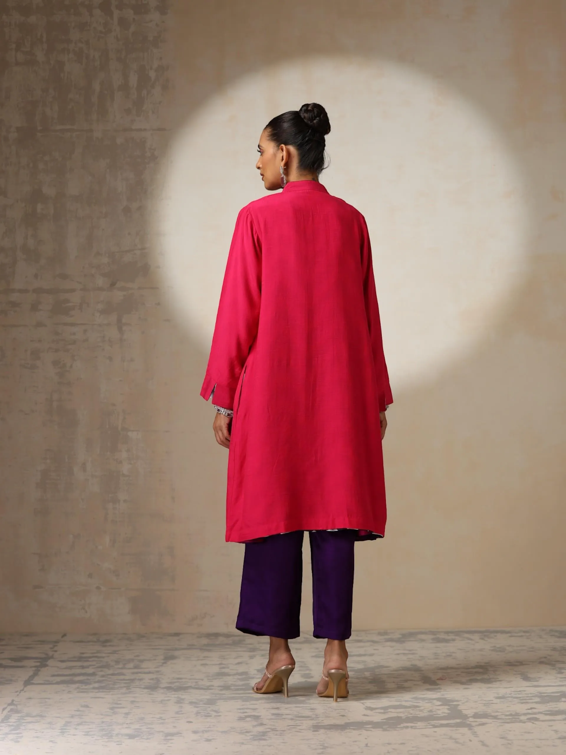Fuchsia Jacket with Surprise Chevron Satin Lining