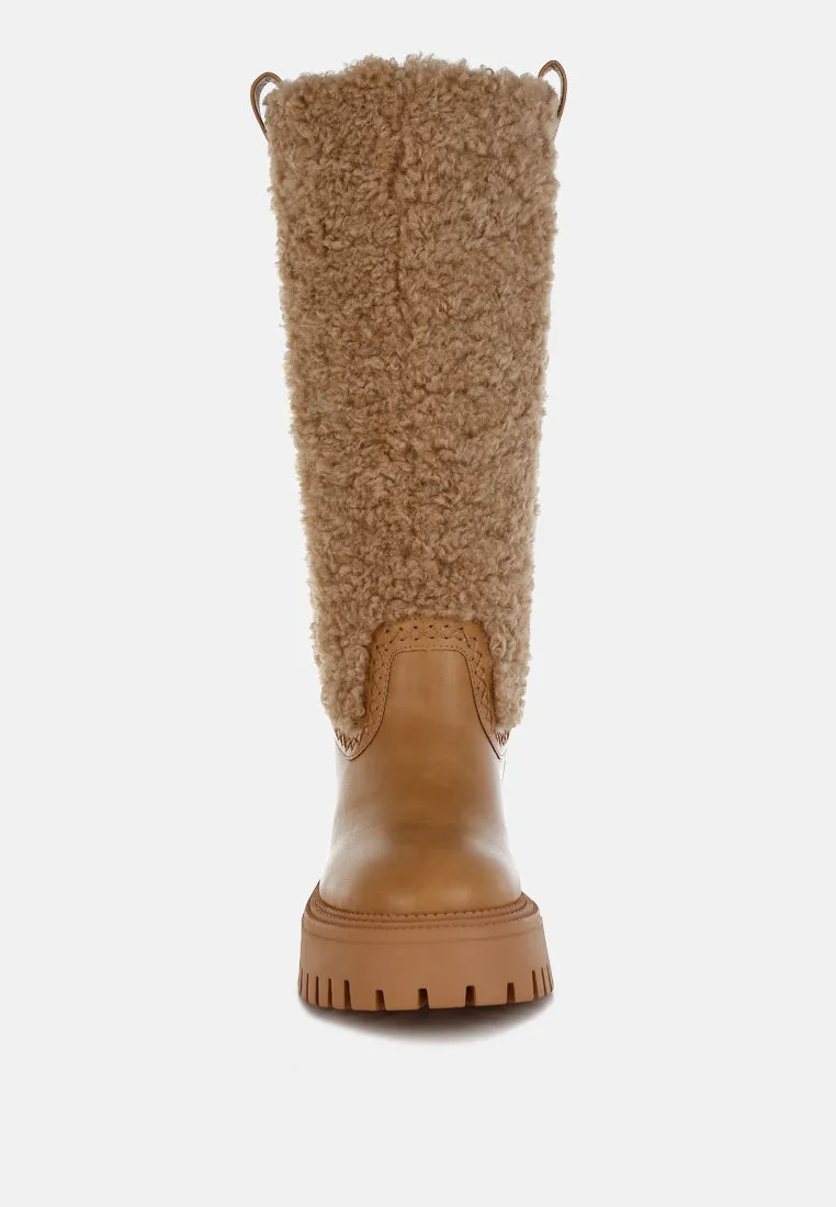 Fur Detail Calf Length Boots By RUW