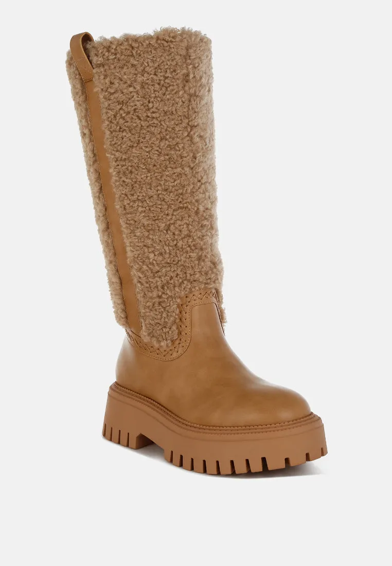 Fur Detail Calf Length Boots By RUW