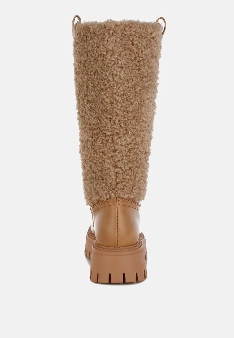 Fur Detail Calf Length Boots By RUW