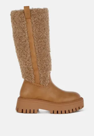 Fur Detail Calf Length Boots By RUW
