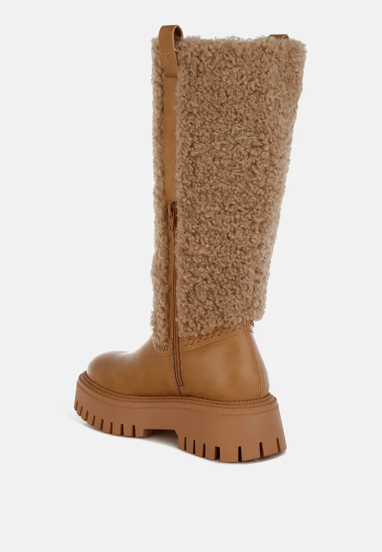 Fur Detail Calf Length Boots By RUW