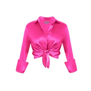 Garcon Shirt -Stretch Silk Charmeuse - Hot Pink