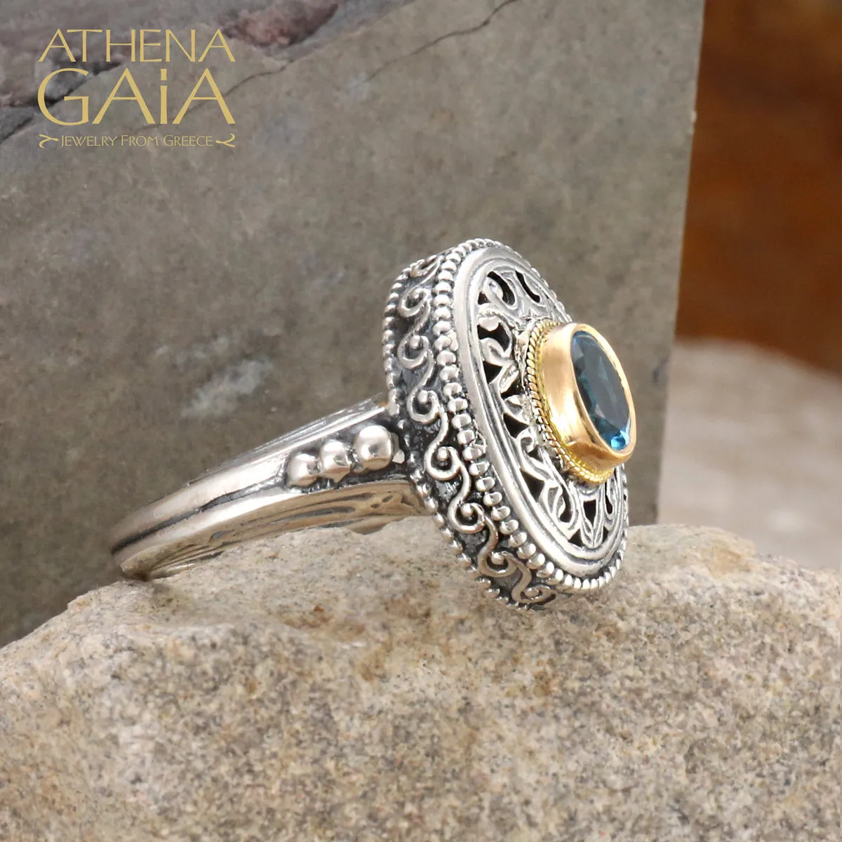 Garden Shadows Argonaut Silver Topaz Ring