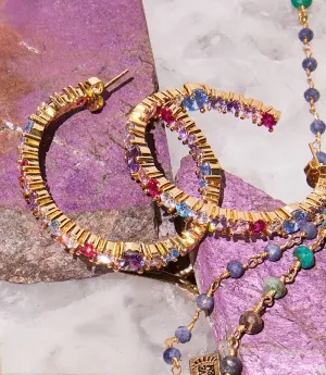 Gemstone Hoop Earrings