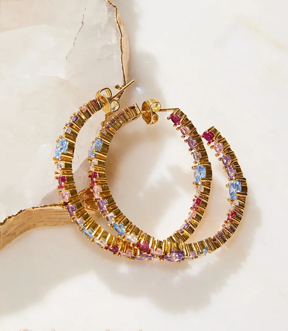Gemstone Hoop Earrings