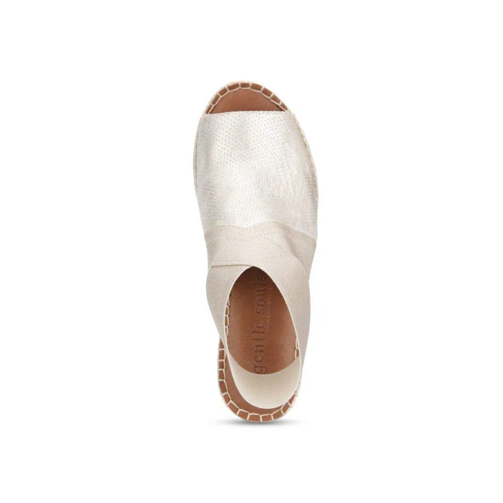 Gentle Souls by Kenneth Cole Women's Espadrille Wedge, Elastic Ankle Strap Sandal, Ice, 9.5