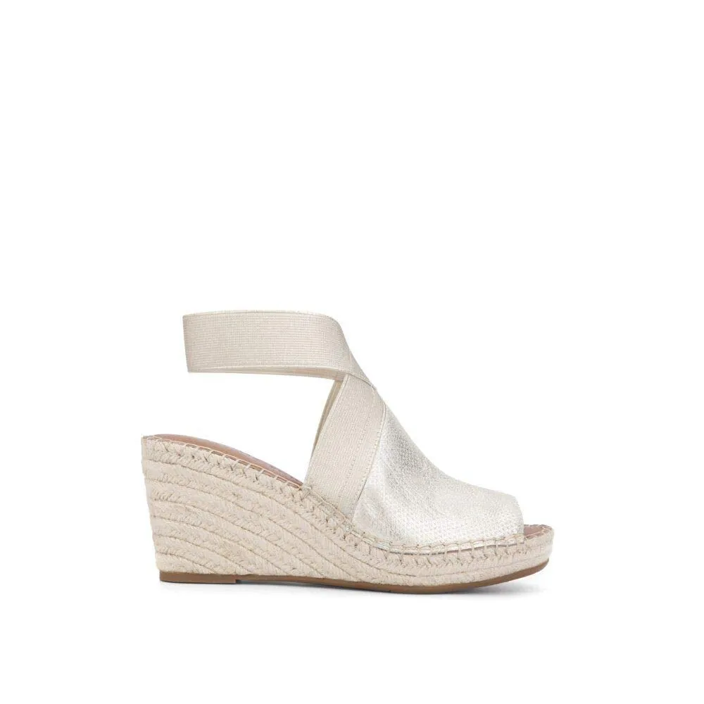 Gentle Souls by Kenneth Cole Women's Espadrille Wedge, Elastic Ankle Strap Sandal, Ice, 9.5