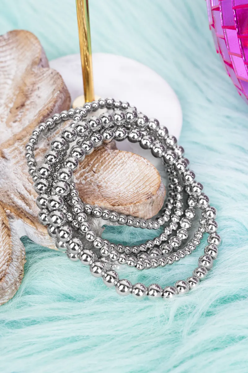 Gia Silvertone Beaded Bracelet Set