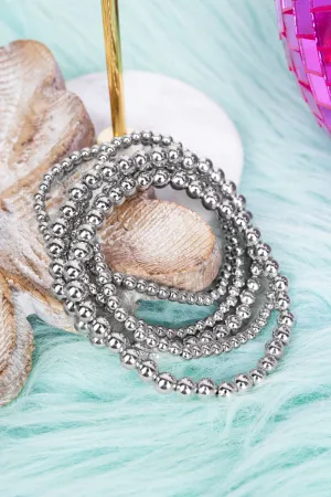 Gia Silvertone Beaded Bracelet Set