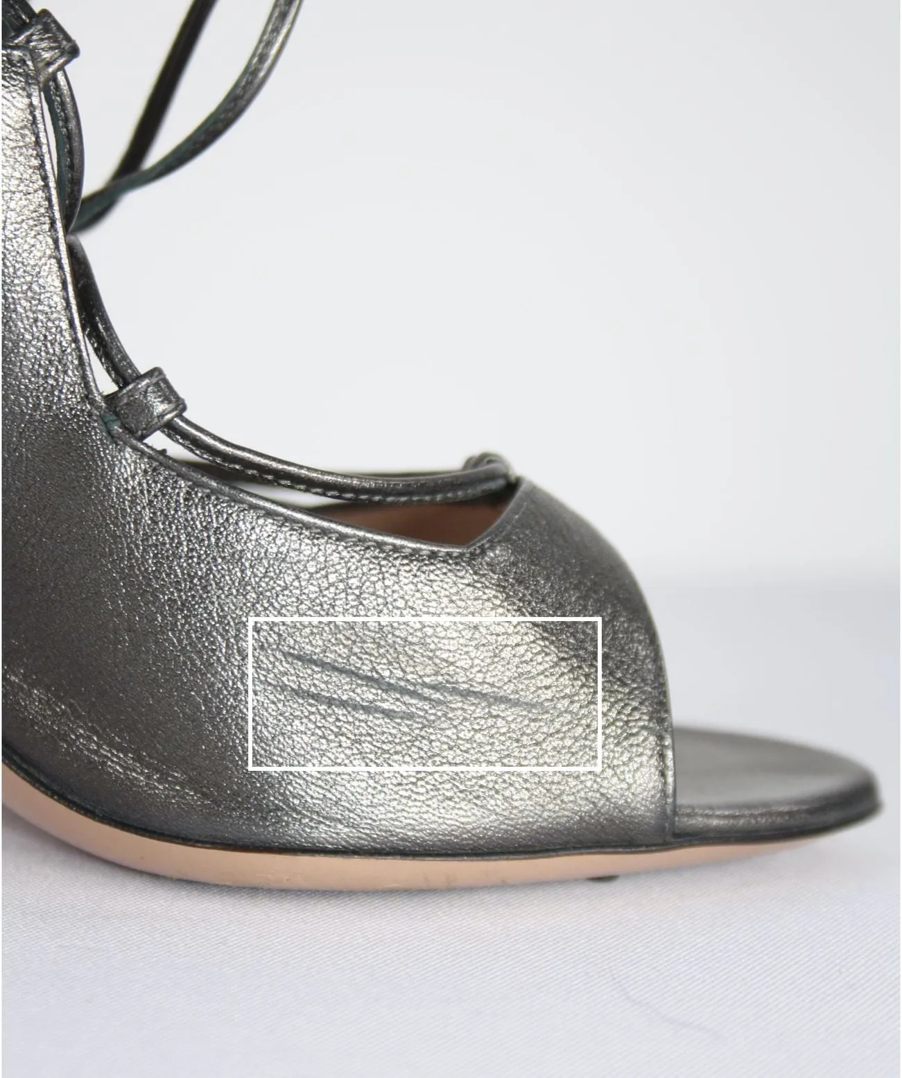 GIANVITO ROSSI Silvery Grey Metallic Lace Up Gladiator Heels UK 6.5 EU 39.5