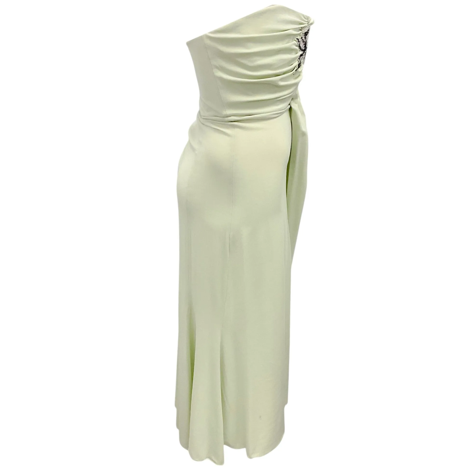 Giorgio Armani Mint Green Embellished Strapless Cocktail Dress