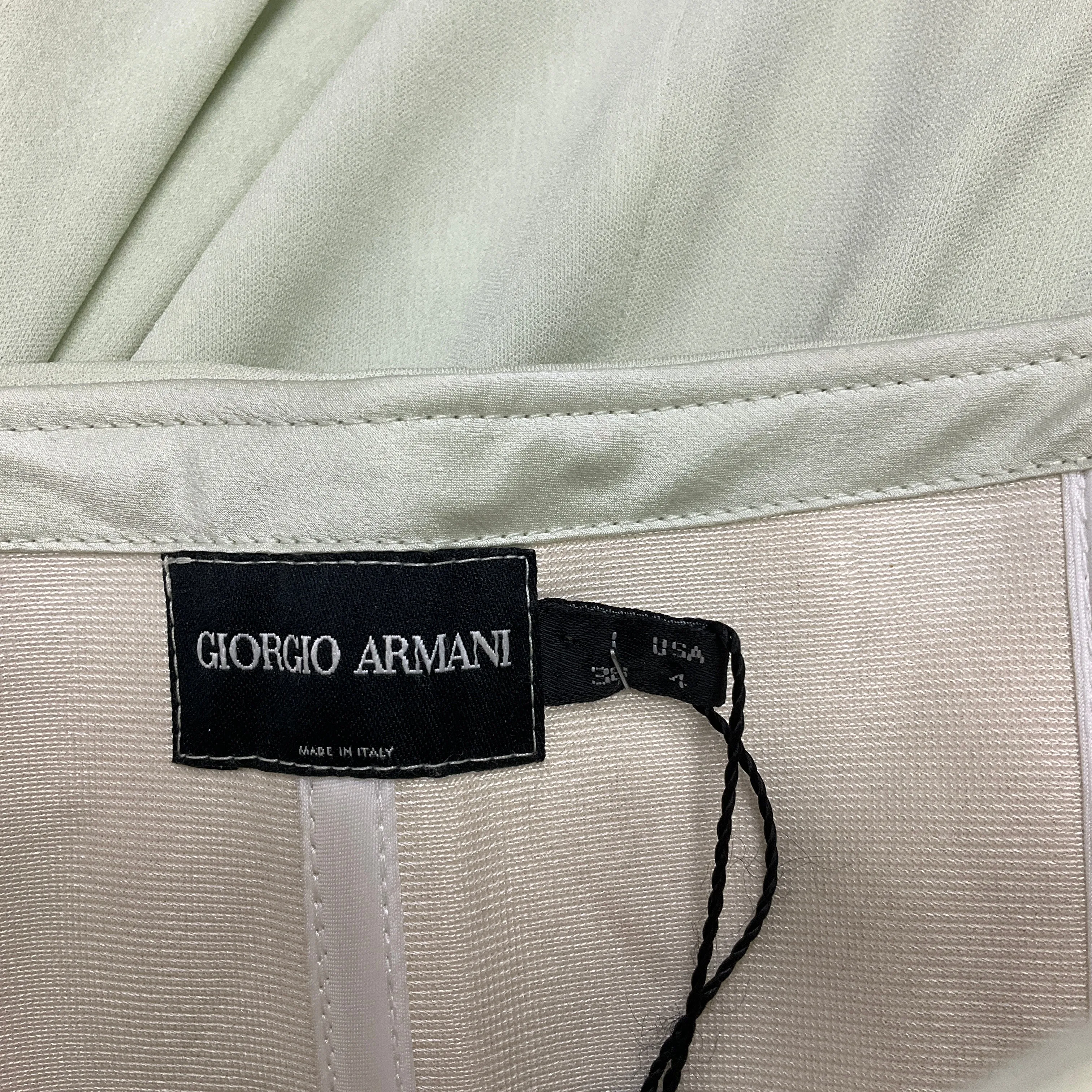 Giorgio Armani Mint Green Embellished Strapless Cocktail Dress