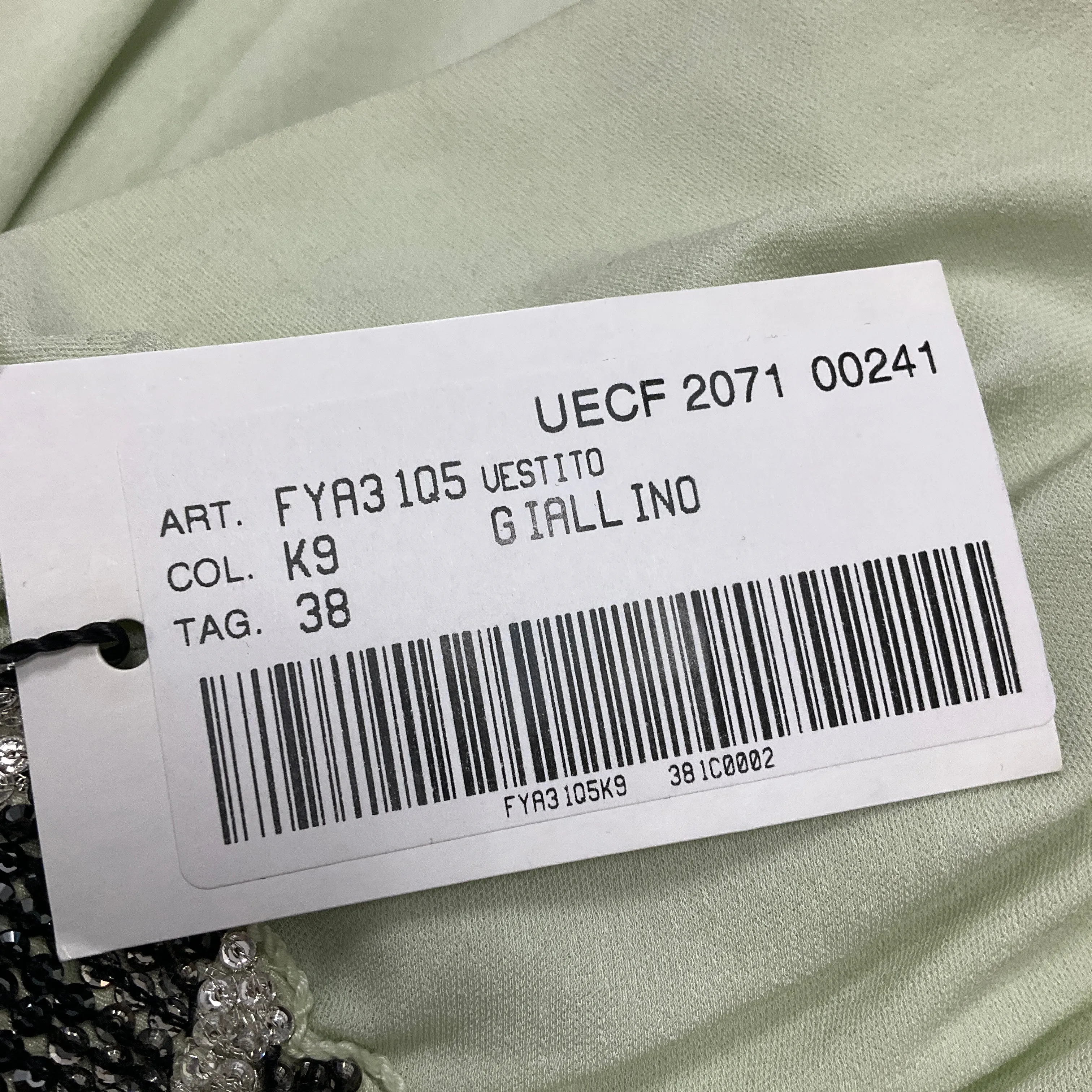 Giorgio Armani Mint Green Embellished Strapless Cocktail Dress