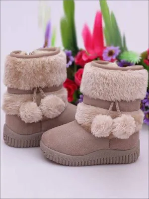 Girls Faux Fur Pom Pom Princess Boots (5 Colors Options) By Liv and Mia