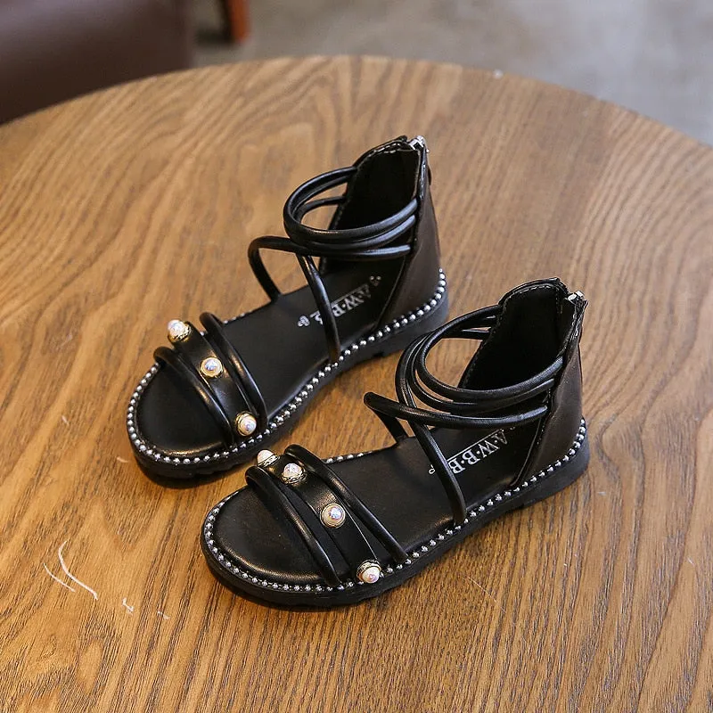Girls Sandals New Kids Rome Roman Sandals Sweet Princess With Pearls