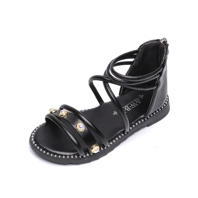Girls Sandals New Kids Rome Roman Sandals Sweet Princess With Pearls