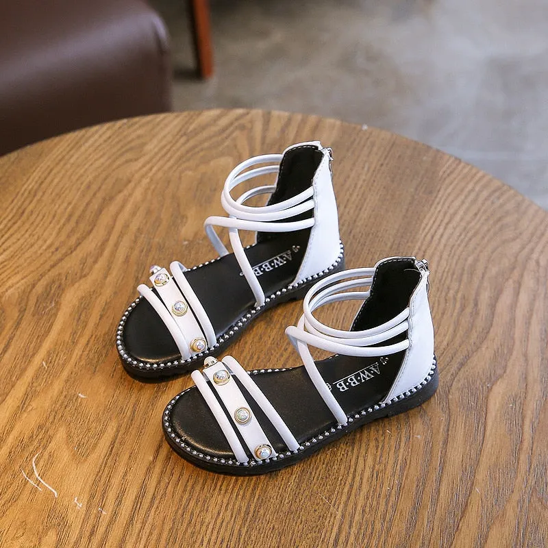 Girls Sandals New Kids Rome Roman Sandals Sweet Princess With Pearls