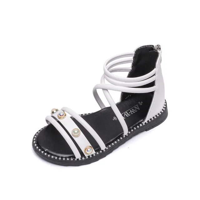Girls Sandals New Kids Rome Roman Sandals Sweet Princess With Pearls