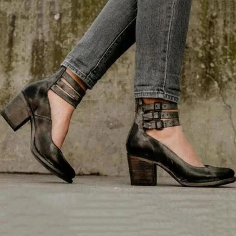 Gladiator Leather Chunky Sandals