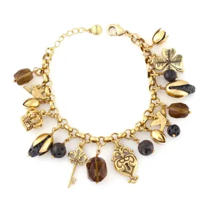 GOLD AND SMOKEY CHARM WRAP AROUND BRACELETS #192BK2101 (2C4)