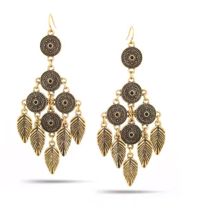 GOLD CHANDELIER DROP EARRING #SQTYG-0123G (HC15)