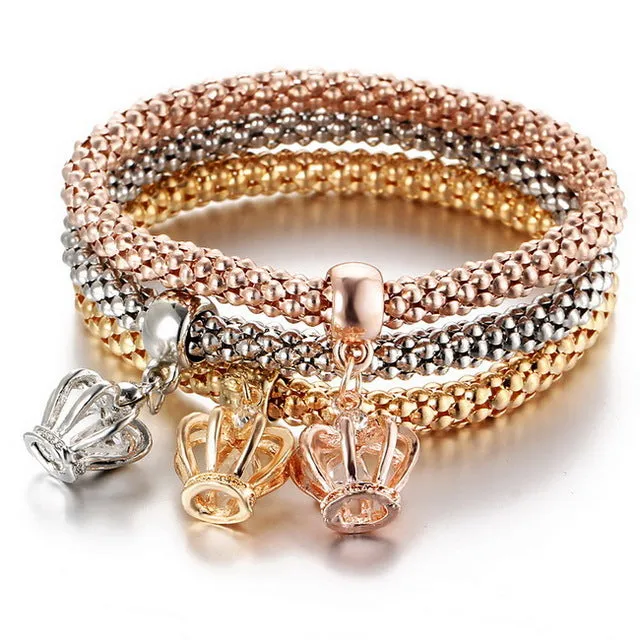 Gold Color Elephant Anchor Pendants Rhinestone Bracelet