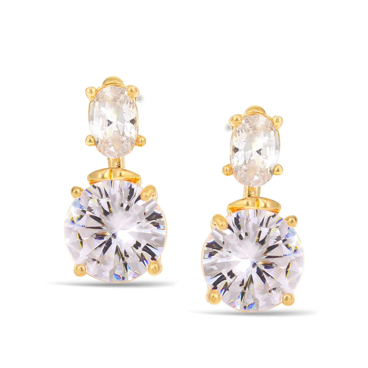 GOLD CRYSTAL POST EARRINGS #24846CR-G (AA14)