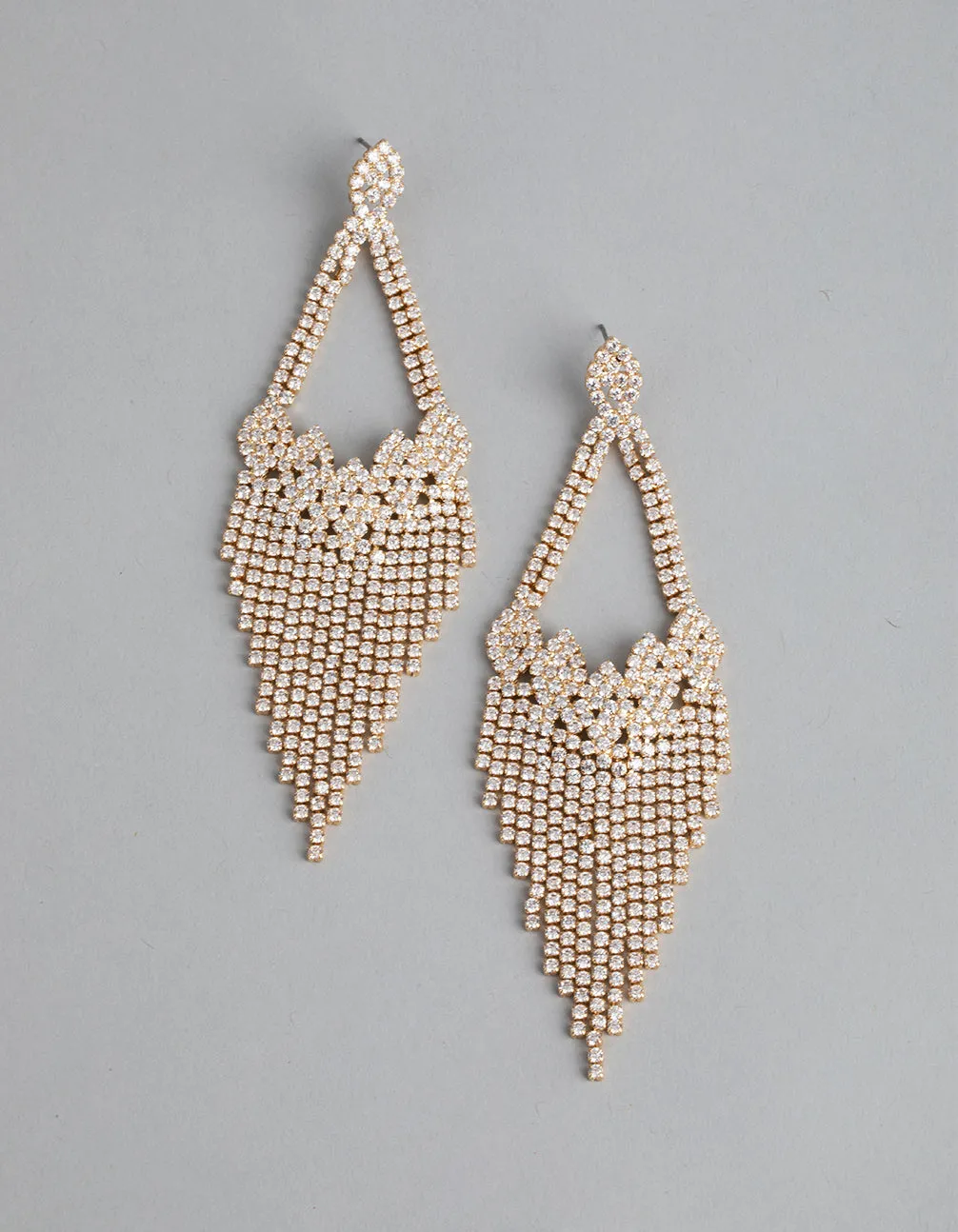 Gold Cubic Zirconia Chandelier Earrings