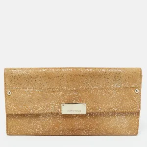 Gold Glitter Suede Reese Clutch