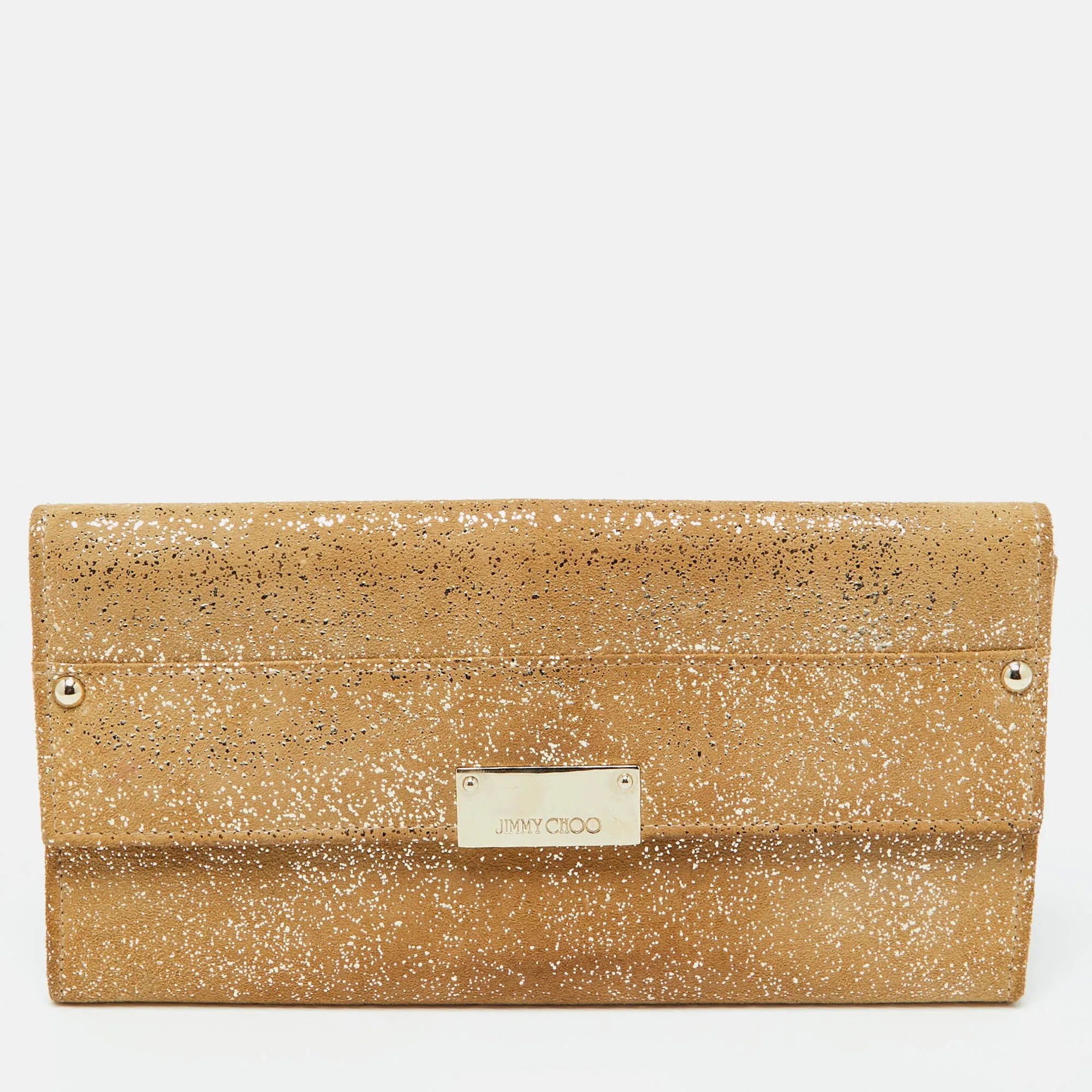 Gold Glitter Suede Reese Clutch